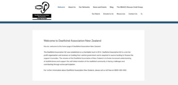 Front page of Deafblind Association New Zealand website